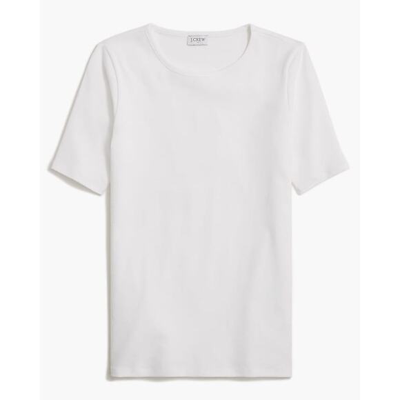 J.Crew Factory White Cotton Elbow Sleeve Slim Scoopneck Tee XS NWT - Picture 1 of 5